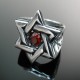 925 Silver Star of David w Red CZ Ring for Motor Biker - SR14